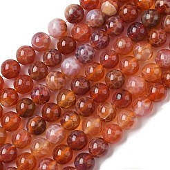 ファイヤーアゲートクラックルビーズ連売り  染め＆加熱  ラウンド  8mm  穴：1mm  約49個/連  15.75インチ&nbsp;X-G-G212-8mm-10