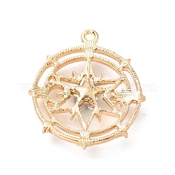 カット加工ガラスペンダント  ライトゴールドメッキ合金パーツ  スターとフラットラウンド  クリアAB  29.5x26x5mm  穴：1.6mm&nbsp;FIND-G028-01B-KCG