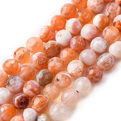 Faceted Natural Fire Crackle Agate Beads Strands&nbsp;X-G-F447-6mm-B03