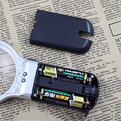 ABSプラスチック折りたたみ拡大鏡  アクリル製光学レンズ付き  LEDランプ  ブラック  倍率：3倍  レンズ：63mm  163x74x20mm&nbsp;TOOL-I0004-09