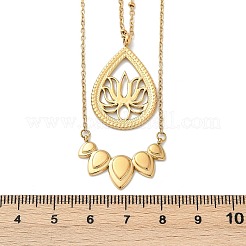 304 Stainless Steel Stackable Double Layer Pendant Necklaces for Women&nbsp;NJEW-S435-02G-C