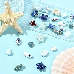 26個 13種類の手作り磁器ビーズ  光沢釉の磁器  ライトスカイブルー  11.5~21.5x10.5~23x5.5~10.5mm  穴：1.8~2.5mm  2個/スタイル&nbsp;PORC-FS0001-40
