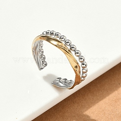 304 Stainless Steel Double Color Cuff Rings&nbsp;RJEW-S635-01GP-D