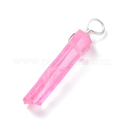 天然水晶染色ペンダント  銅線巻き付き  ミックスカラー  チップ  銀  29~34x4.5~5.5x4.5~6mm  穴：4mm&nbsp;PALLOY-JF01269-02