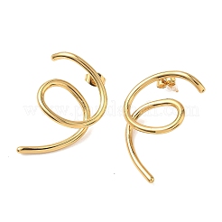 女性用304ステンレススチールスタッドピアス  渦巻き線  ゴールドカラー  34.5~35x26mm&nbsp;EJEW-K330-04G
