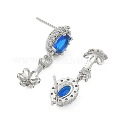 Brass Pave Cubic Zirconia Stud Earring Findings&nbsp;KK-C172-07P