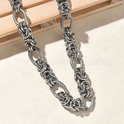 9.5mm 304ステンレススチール製ビザンチンチェーンネックレス（女性・男性用）  変色しない  ステンレス鋼色  16.22インチ（41.2cm）&nbsp;NJEW-Z115-04P