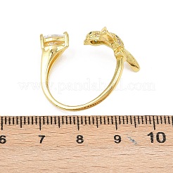 Brass Micro Pave Cubic Zirconia Cuff Rings for Women&nbsp;RJEW-Z113-38G