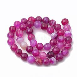 Dyed Natural Striped Agate/Banded Agate Round Bead Strands&nbsp;G-R342-8mm-04