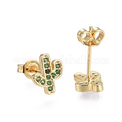 Brass Micro Pave Cubic Zirconia Stud Earrings&nbsp;EJEW-L224-14G
