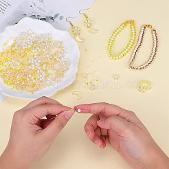 ガラス＆シードビーズ 2袋  グリッターパウダー付き  イミテーションパール＆透明＆内側カラー  月と星とラウンド  マリンブルー  2~16x2~11.5mm  穴：0.8~1.2mm&nbsp;GLAA-SZC0001-94E