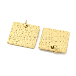 PVD真空メッキ304ステンレススチールチャーム  丸カン付き  スクエアチャーム  18KGP本金メッキ  14.5x14.5x1mm  穴：3mm&nbsp;STAS-L278-87G