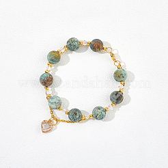 Frosted Natural African Turquoise(Jasper) Round Beads Strands&nbsp;G-OC0001-79A
