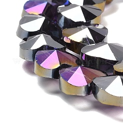 電気メッキガラスビーズセット  ハート  多面カット  インディゴ  10x10x6mm  穴：1.2mm  約78~80個/連  28.82~28.94''（73.2~73.5センチメートル）&nbsp;EGLA-B004-01A-AB05