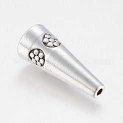 チベット風合金ビーズコーン  コーン  鉛フリー＆カドミウムフリー  アンティークシルバー  21x8.5mm  穴：1.5mmと6mm&nbsp;PALLOY-ZN2419-AS-RS