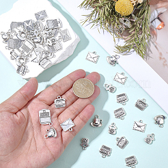 50pcs5スタイルチベットスタイルアロイペンダント  混合図形  アンティークシルバー  14.5~21x10~14.5x1.5~3.5mm  穴：1.5~2.5mm  10個/スタイル&nbsp;FIND-SC0021-96