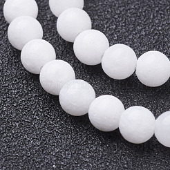 天然石ホワイトジェイドビーズ連売り  染め＆加熱  ラウンド  ホワイト  10mm  穴：1mm  約39個/連  15.5インチ&nbsp;X-GSR10mmC067
