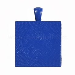 ベーキングプリント合金ペンダントカボションカット  正方形  マリンブルー  トレイ：25x25mm  36x28x6.5mm&nbsp;FIND-WH0005-72A