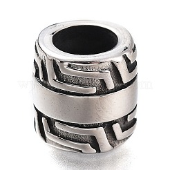 304ステンレススチールヨーロピアンビーズ  大穴ビーズ  コラム  アンティークシルバー  10x10mm  穴：6mm&nbsp;STAS-O129-03AS