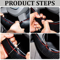 1Pc Cowhide Car Steering Wheel Cover&nbsp;AJEW-CL0002-42A