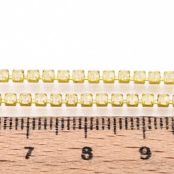 鉄ラインストーンカップチェーン  スプールで  きいろ  2x2x2mm  約29.99フィート（9.14m）/ロール&nbsp;CH-T006-05B-10