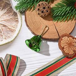 クリスマスをテーマにした鉄のベルペンダントデコレーション  クリスマスツリーの飾り用のキーホルダー留め具  ライムグリーン  50mm&nbsp;HJEW-JM02196-01