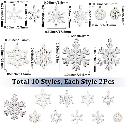 20Pcs 10 Styles 304 & 201 Stainless Steel Pendants&nbsp;STAS-SC0010-72