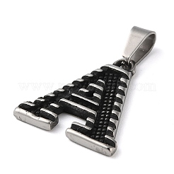 304ステンレスペンダント  アンティークシルバー  レターチャーム  a～zの文字  20.5~21x14.5~22x2mm  穴：7x3.2mm&nbsp;STAS-D014-01P