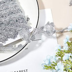 メタリックレーストリム  ブライダル用クラフトリボン  コスチューム  ジュエリー  工芸品と縫製  銀  3/4インチ（18mm）x1mm  約15ヤード/カード（13.716メートル/カード）&nbsp;OCOR-WH0058-01P