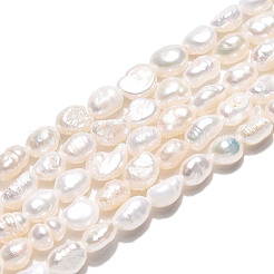 天然養殖淡水パールビーズ連売り  研磨両側  乳白色  4~7.5x3.5~6x2.5~4.5mm  穴：0.6mm  約30~32個/連  6.89~7.28インチ（17.5~18.5cm）&nbsp;PEAR-N028-02