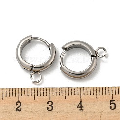 変色しにくい201ステンレススチール製ハギーフープピアス金具  水平ループと316サージカルステンレススチールピン付き  ステンレス鋼色  13x3mm  穴：2.5mm  ピン：1mm。&nbsp;STAS-P283-01Y-P