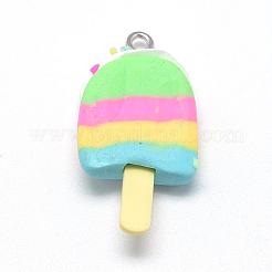 手作り樹脂粘土ペンダント  アイスロリー  カラフル  36~37x18~19x6~8mm  穴：2mm&nbsp;CLAY-Q240-022D