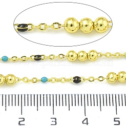 Brass Enamel Round Beaded Link Chain&nbsp;CHC-G022-07G-09