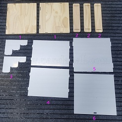 4層透明アクリル人形陳列ケース  木で  ストレージアセンブルショーケース  長方形  バリーウッド  26x32x30.4cm  4層&nbsp;DOLL-WH0001-03