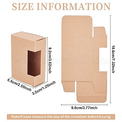 クラフト紙箱  窓付き  プラスチックカバーなし  長方形  淡い茶色  9.2x6.5x3.2cm&nbsp;CON-WH0073-44
