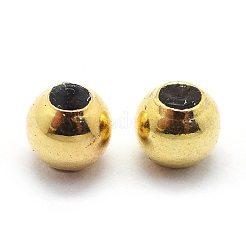 925スターリングシルバービーズ  内部のゴムと  ラウンド  ゴールドカラー  3mm  穴：0.6mm&nbsp;STER-I016-106A-G