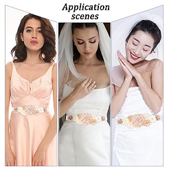 合金ラインストーン付きシフォンフラワーチェーンベルト  結婚披露宴用ポリエステルリボンウエストチェーン  モカシン  84-1/2インチ（214.5cm）&nbsp;AJEW-WH0248-43