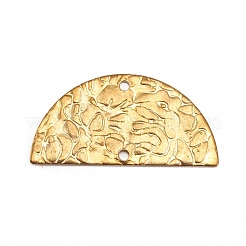 真鍮製コネクタチャーム  不均一な半円形  生（メッキなし）  12.5x25x0.7mm  穴：1.2mm&nbsp;KK-WH0047-13