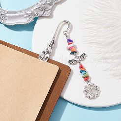 Tibetan Style Alloy Feather Bookmark&nbsp;AJEW-JK00310-02