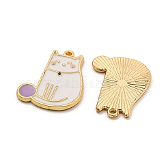 合金エナメルチャーム  ゴールドカラー  猫のチャーム  ホワイトスモーク  26x20x1.5mm  穴：1.6mm  10個/セット&nbsp;ENAM-H044-01G-01