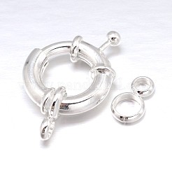 真鍮のスプリングリングの留め金  銀  11x5mm  チューブベイル: 8.5x4.5x1.5mm  穴：2mm&nbsp;KK-L082B-01S