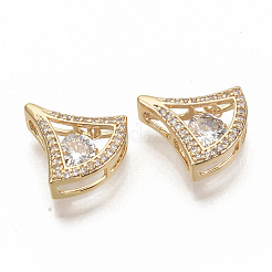 Brass Micro Pave Clear Cubic Zirconia Charms&nbsp;ZIRC-T011-18G-NF
