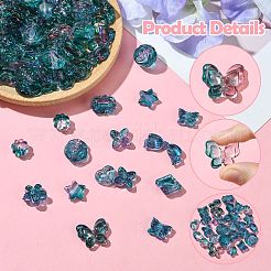 透明アクリルビーズ250g  混合図形  スチールブルー  8~20x11~20x5~12mm  穴：1.6~1.8mm  約340個/250g&nbsp;MACR-CJ0002-26