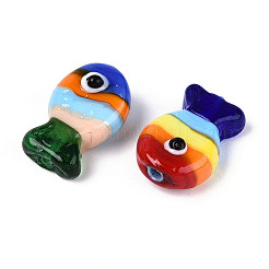 手作りランプワークビーズ連売り  魚  ミックスカラー  19~20.5x12~13x9~11mm  穴：1~1.6mm  約15個/連  11.61インチ（29.5cm）&nbsp;LAMP-N036-15
