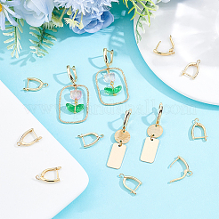 20Pcs Rack Plating Eco-friendly Brass Hoop Earring Findings with Latch Back Closure&nbsp;KK-BBC0027-50G