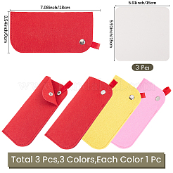 3Pcs 3 Colors Rectangle Felt Eyeglass Case&nbsp;AJEW-CN0007-36B