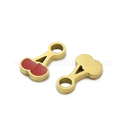 304ステンレススチールチャーム  エナメル  イオンプレーティング（ip）  18KGP本金メッキ  チェリー  9x5.5x1.5mm  穴：2mm&nbsp;STAS-A118-04E-G