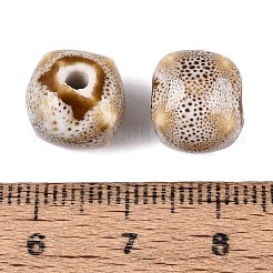 ヴィンテージの手作り磁器ビーズ  ファンシーアンティーク施釉磁器  キューブ  小麦  10~11x10~11x9.5~10.5mm  穴：1.8~2mm&nbsp;PORC-N013-18-24