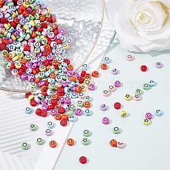 子供用DIY 8色ストレッチブレスレット作成キット  エナメアクリルビーズでフラットラウンドい不透明を含む  伸縮性のある糸  ミックスカラー  アクリルビーズ：7x4mm  穴：1.5mm  240グラム&nbsp;DIY-CA0001-58