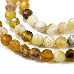 天然石イエローオパールビーズ連売り  多面カット  ラウンド  4mm  穴：0.8mm  約93~95個/連  15.35インチ（39cm）&nbsp;LS-G-L597-C05-02
